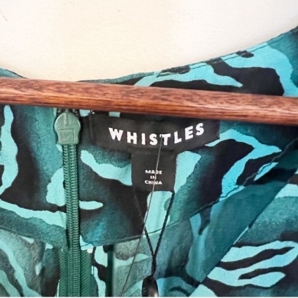 Whistles Asos Watercolour Zebra Print Dress Button Front V-neck Size 14 NEW - Picture 7 of 12